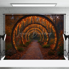 Lofaris Enchanted Autumn Forest Photography Backdrop Path Through Glowing Arches Magical Fall Wedding Photo Background