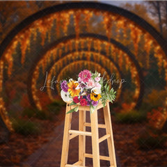 Lofaris Enchanted Autumn Forest Photography Backdrop Path Through Glowing Arches Magical Fall Wedding Photo Background
