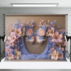 Lofaris Enchanted Butterfly Photography Backdrop Pink and Blue Floral Arch Magical Maternity or Wedding Photo Booth