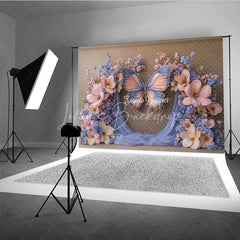 Lofaris Enchanted Butterfly Photography Backdrop Pink and Blue Floral Arch Magical Maternity or Wedding Photo Booth