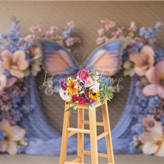 Lofaris Enchanted Butterfly Photography Backdrop Pink and Blue Floral Arch Magical Maternity or Wedding Photo Booth