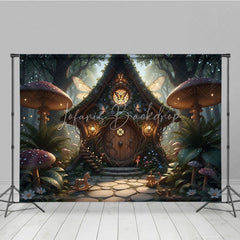 Lofaris Enchanted Fairy House Photography Backdrop with Magical Forest Glowing Mushrooms and Whimsical Butterfly Wings