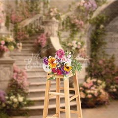 Lofaris Enchanted Floral Staircase Photography Backdrop Romantic Garden Party Decor