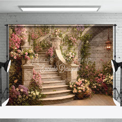 Lofaris Enchanted Floral Staircase Photography Backdrop Romantic Garden Party Decor