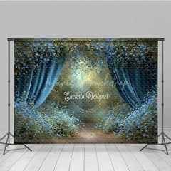 Lofaris Enchanted Forest Backdrop Magical Blue Curtains Background Fairy Tale Garden with Flowers Photo Prop