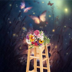 Lofaris Enchanted Forest Butterflies Photography Backdrop Magical Glowing Insects at Night Moody and Ethereal Photo Prop