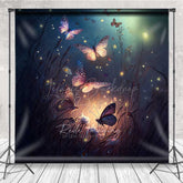 Lofaris Enchanted Forest Butterflies Photography Backdrop Magical Glowing Insects at Night Moody and Ethereal Photo Prop