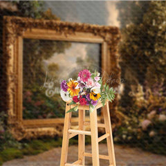 Lofaris Enchanted Forest Wedding Photography Backdrop Ornate Gold Frame in the Woods Fine Art Themed Photo Prop Decor