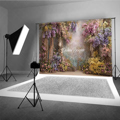 Lofaris Enchanted Forest Wedding Photography Backdrop Rustic Trees with Colorful Flowers Magical Garden Ceremony Prop
