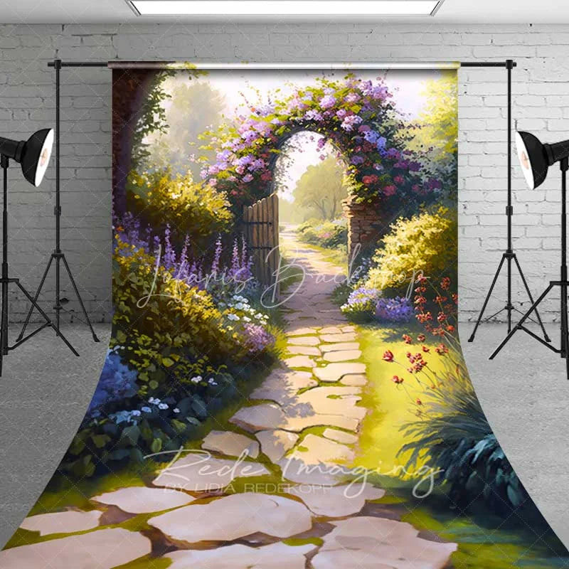 Lofaris Enchanted Garden Path Sweep Backdrop Floral Archway Spring Flowers Photography Background Wedding Party Decor