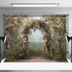 Lofaris Enchanted Garden Photography Backdrop with Pink Roses and Floral Arch Romantic Wedding Baby Shower Decor
