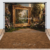 Lofaris Enchanted Garden with Ornate Gold Frame Combo Set Backdrop for Maternity and Fine Art Secret Photo Shoots