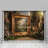Lofaris Enchanted Garden with Ornate Gold Frame Combo Set Backdrop for Maternity and Fine Art Secret Photo Shoots