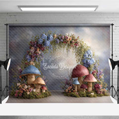 Lofaris Enchanted Mushroom Wedding Arch Backdrop Fairytale Forest with Flowers Whimsical Garden Ceremony Photo Prop