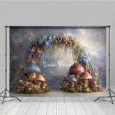Lofaris Enchanted Mushroom Wedding Arch Backdrop Fairytale Forest with Flowers Whimsical Garden Ceremony Photo Prop