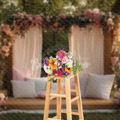 Lofaris Enchanted Pink Curtain Forest Spring Photography Backdrope