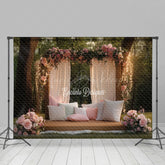 Lofaris Enchanted Pink Curtain Forest Spring Photography Backdrope