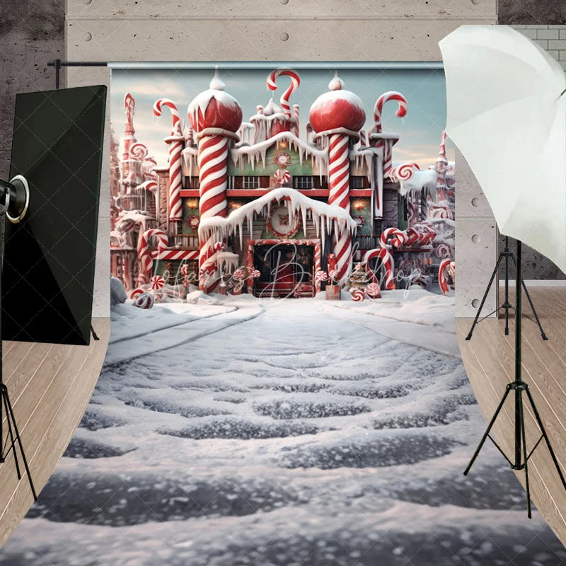 Lofaris Enchanting Candy Land Christmas Sweep Backdrop Festive Winter Wonderland Holiday Celebration Photo Decor