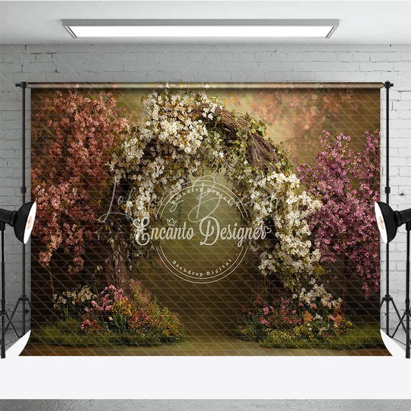 Lofaris Enchanting Floral Archway Photography Backdrop Pink and White Flowers Garden Theme for Spring Wedding