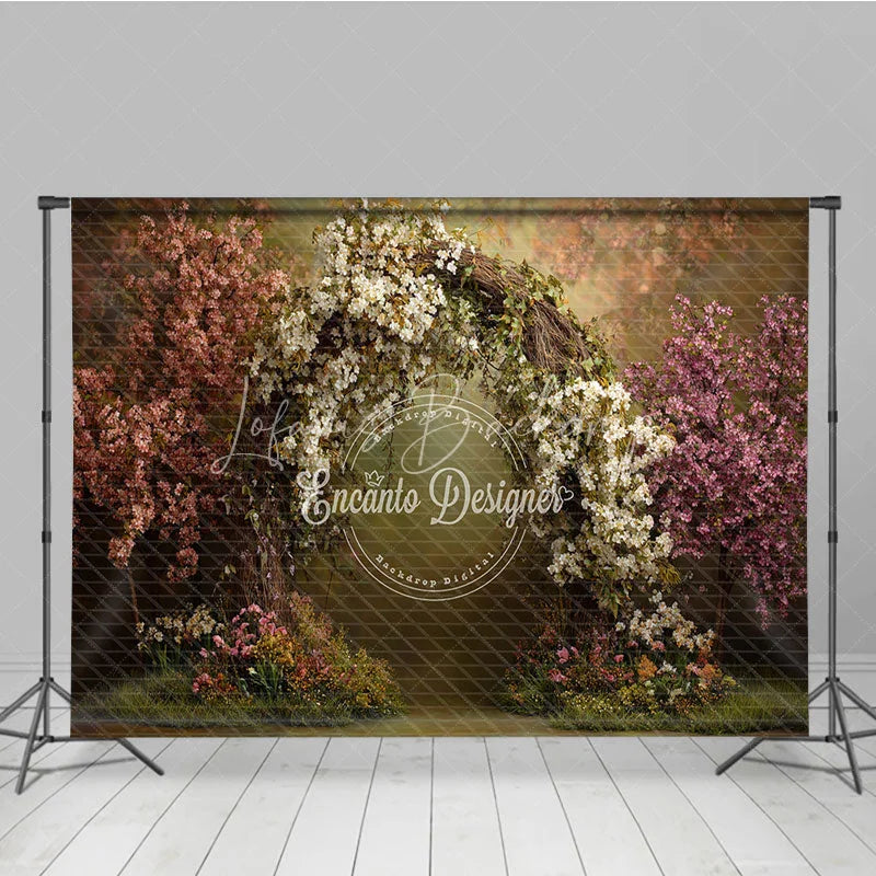 Lofaris Enchanting Floral Archway Photography Backdrop Pink and White Flowers Garden Theme for Spring Wedding