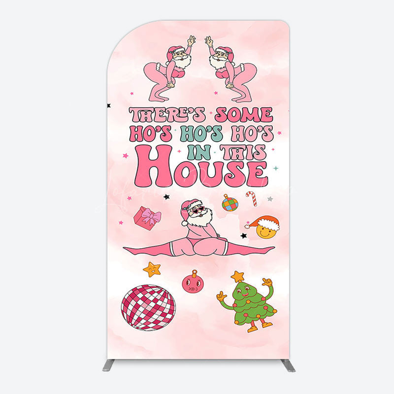 Lofaris Enchanting Pink Santa Claus Christmas Arch Backdrop