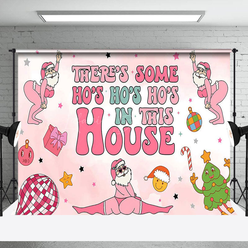 Lofaris Enchanting Santa Disco Ball Pink Christmas Backdrop