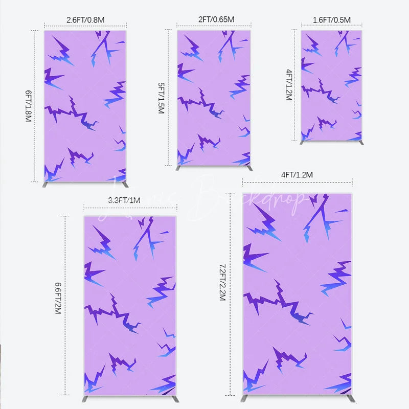 Lofaris Energetic Purple and Blue Gradient Lightning Pattern Rectangle Arch Backdrop Modern Abstract Event Decor.
