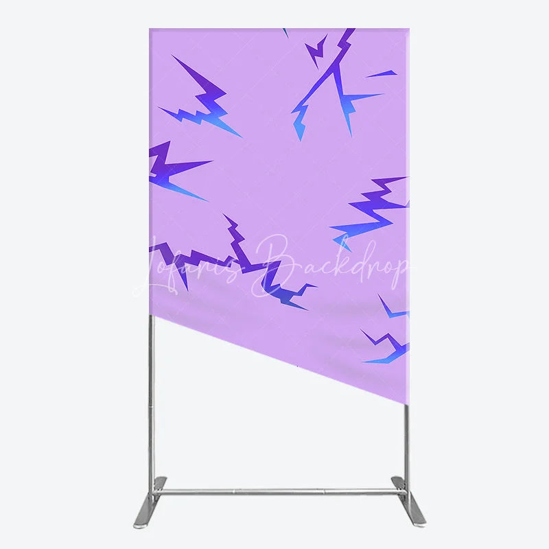 Lofaris Energetic Purple and Blue Gradient Lightning Pattern Rectangle Arch Backdrop Modern Abstract Event Decor.