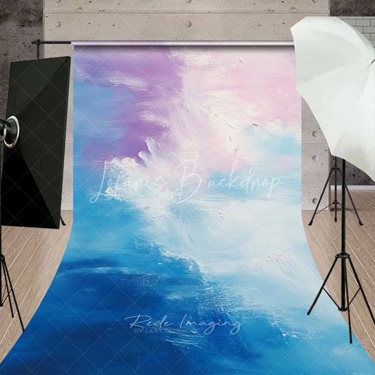 Lofaris Ethereal Abstract Blue Purple Pink Textured Sweep Backdrop Painterly Art for Photography Studio