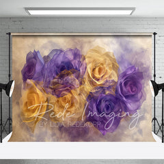 Lofaris Ethereal Purple Yellow Abstract Floral Photo Backdrop