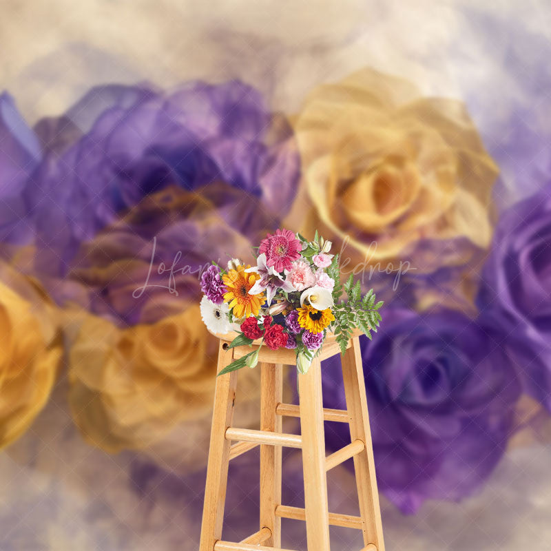 Lofaris Ethereal Purple Yellow Abstract Floral Photo Backdrop