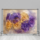 Lofaris Ethereal Purple Yellow Abstract Floral Photo Backdrop
