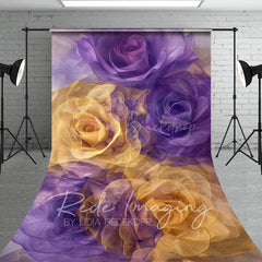 Lofaris Ethereal Purple Yellow Abstract Floral Sweep Backdrop