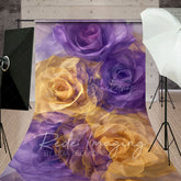 Lofaris Ethereal Purple Yellow Abstract Floral Sweep Backdrop