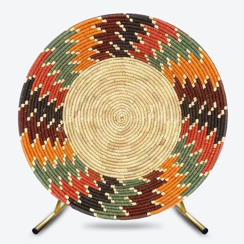 Lofaris Ethiopian Floral Round Backdrop Traditional African Pattern Circle Frame Unique Cultural Photo Booth for Holiday Festival