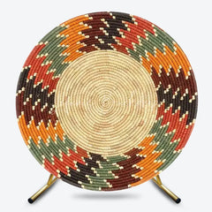 Lofaris Ethiopian Floral Round Backdrop Traditional African Pattern Circle Frame Unique Cultural Photo Booth for Holiday Festival