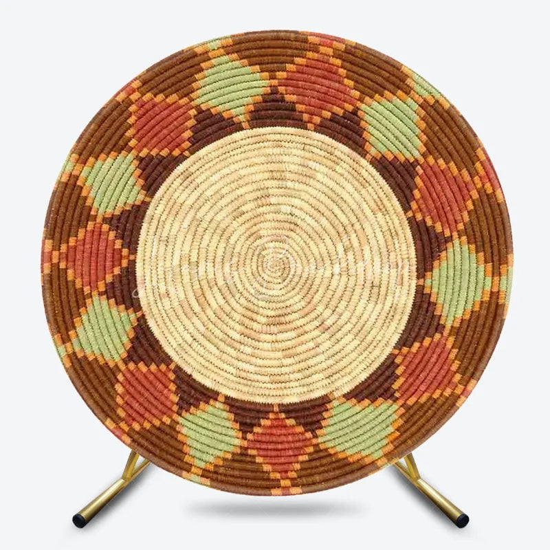 Lofaris Ethiopian Floral Round Backdrop Traditional African Pattern Circle Frame Unique Cultural Photo Booth for Holiday Festival