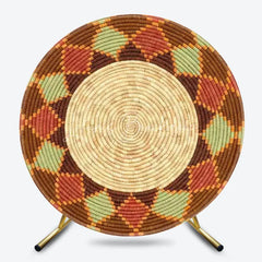 Lofaris Ethiopian Floral Round Backdrop Traditional African Pattern Circle Frame Unique Cultural Photo Booth for Holiday Festival