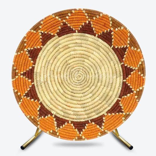 Lofaris Ethiopian Floral Round Backdrop Traditional African Pattern Circle Frame Unique Cultural Photo Booth for Holiday Festival