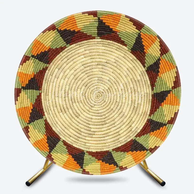 Lofaris Ethiopian Floral Round Backdrop Traditional African Pattern Circle Frame Unique Cultural Photo Booth for Holiday Festival