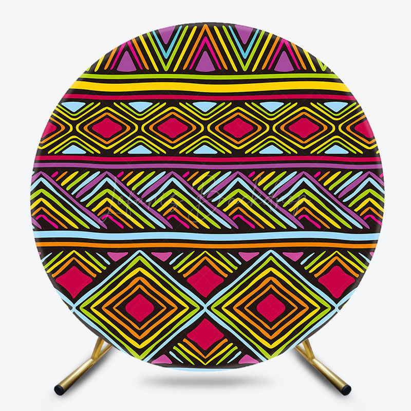 Lofaris Ethnic Geometric Pattern Round Ethiopian Backdrop