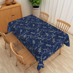Lofaris Exquisite White Flower And Leaf Rectangle Tablecloth