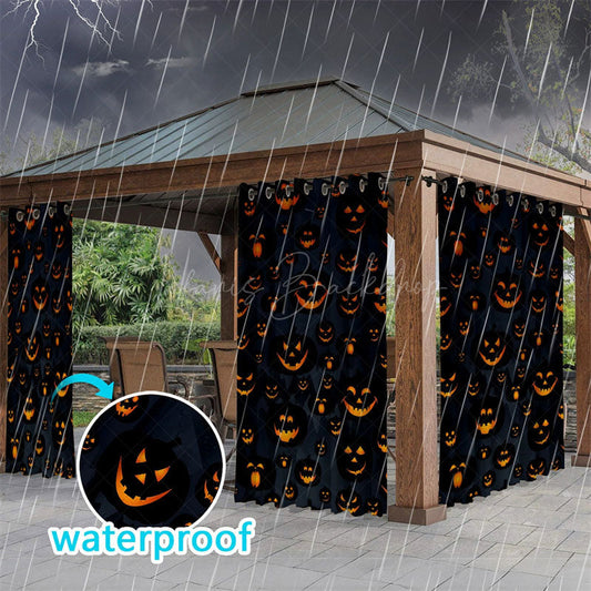 Lofaris Facial Pumpkin Waterproof Printed Outdoor Curtains
