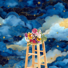 Lofaris Fairy Blue Clouds Starry Moon Night Cake Smash Backdrop