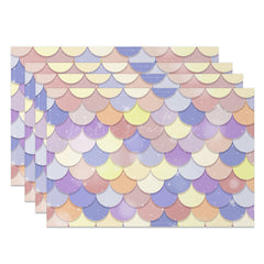Lofaris Fairy Color Mermaid Scales Dining Set Of 4 Placemats