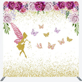 Lofaris Fairy Floral Glitter Birthday Square Tension Backdrop