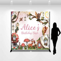 Lofaris Fairy Floral Mushroom Custom Name Birthday Backdrop