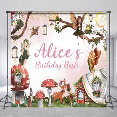Lofaris Fairy Floral Mushroom Custom Name Birthday Backdrop