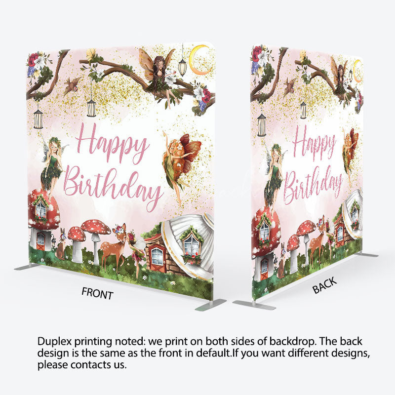 Lofaris Fairy Floral Mushroom Spring Happy Birthday Backdrop