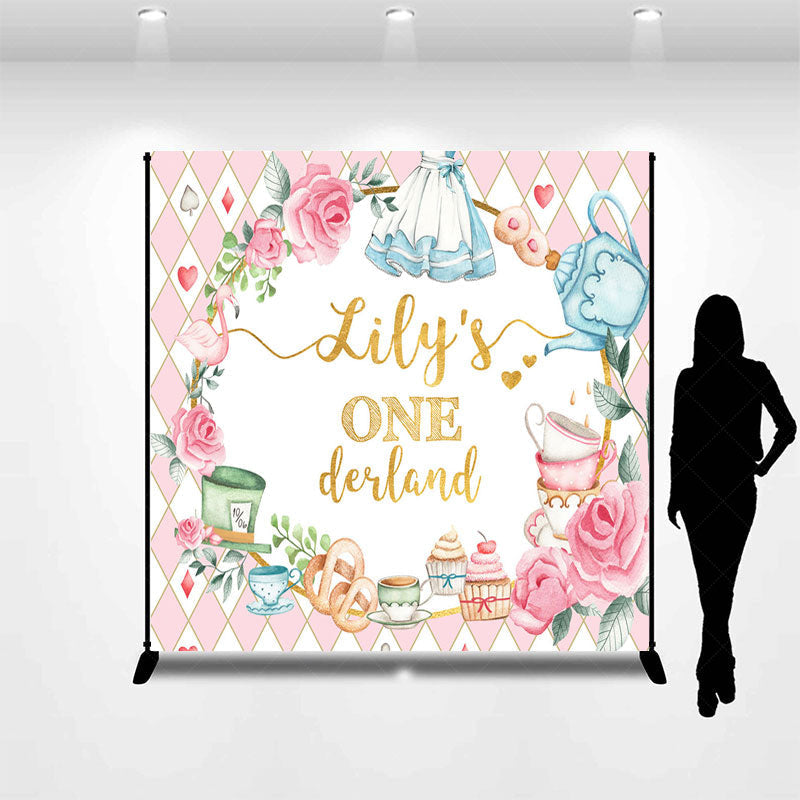 Lofaris Fairy Floral Onederland Custom Name Birthday Backdrop